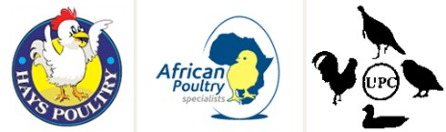 סמלים, מימין לשמאל: ארגון להגנה על עופות, חברה לייצור ציוד עבור תעשיית העופות, וחברה לשיווק בשר עופות....